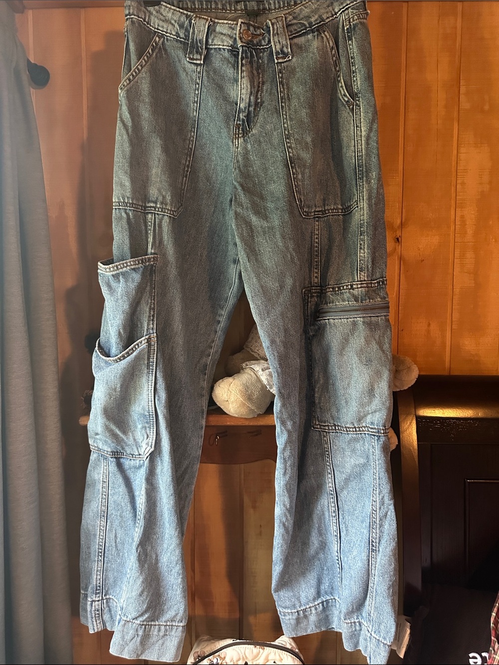 Women’s size 6 wild fable Light Blue Wide-Leg Cargo Jeans 8161.5cv